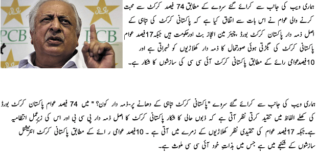 PCB Responsible For Cricket Crises 75% Public - Urdu Sports Article