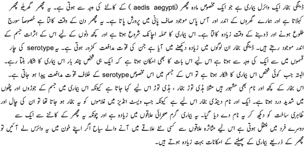 Signs of Dengue Fever - Urdu Health Article