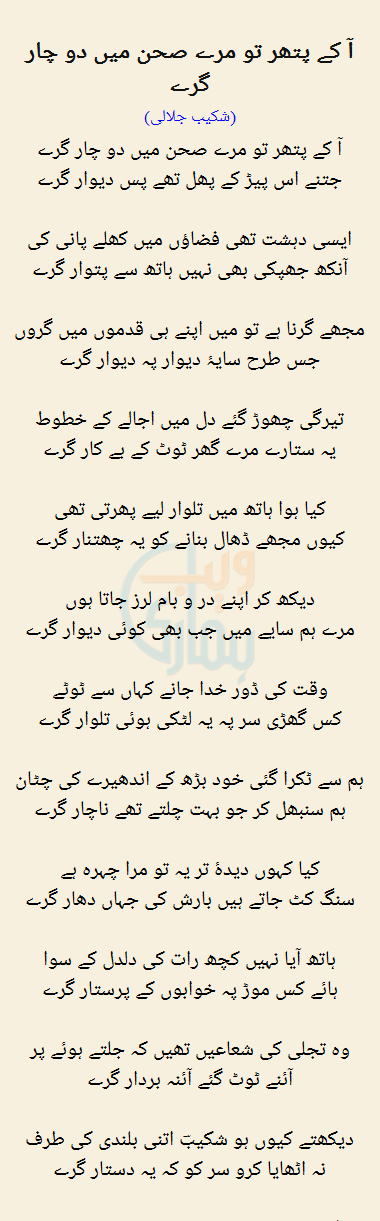 Aa Ke Pathar To Marey Sehan Mein Do Chaar Giray