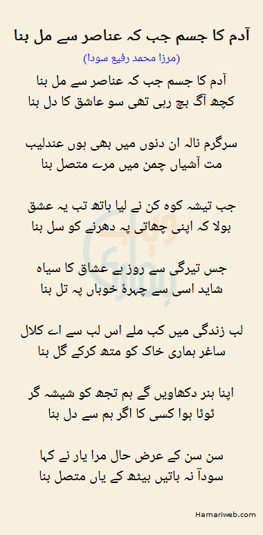 Aadam Ka Jism Jab Ke Anasir Se Mil Bana
