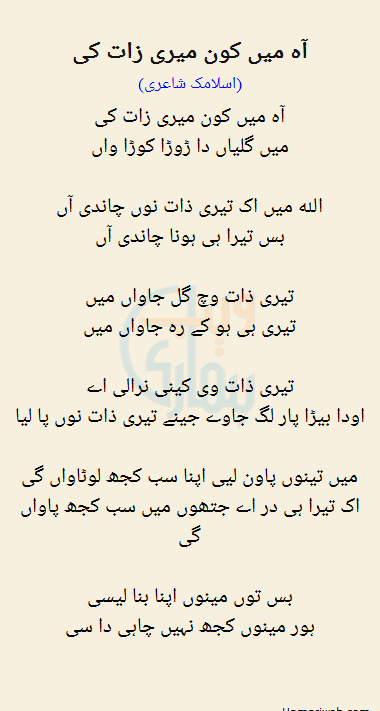 Aah Mein Kon Meri Zaat Ki