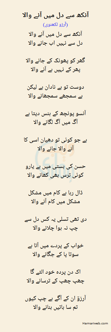 Aankh Se Dil Mein Anay Wala