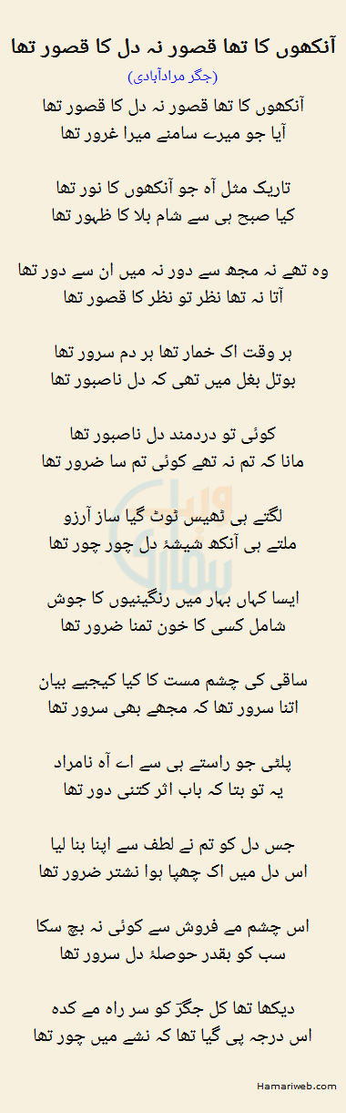 Aankhon Ka Tha Qasoor Na Dil Ka Qasoor Tha