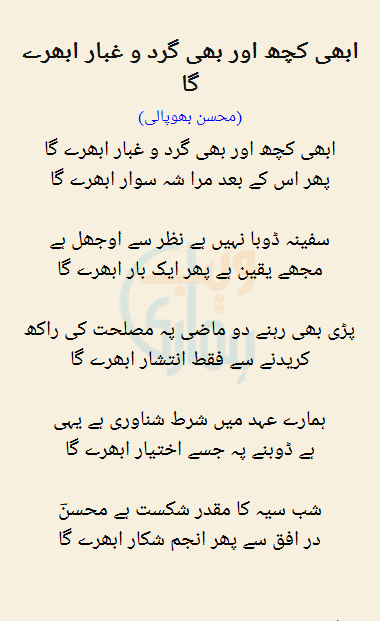 Abhi Kuch Aur Bhi Gird O Gubhar Ubhray Ga