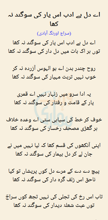 Ae Dil Be Adab Is Yaar Ki Sogand Na Kha