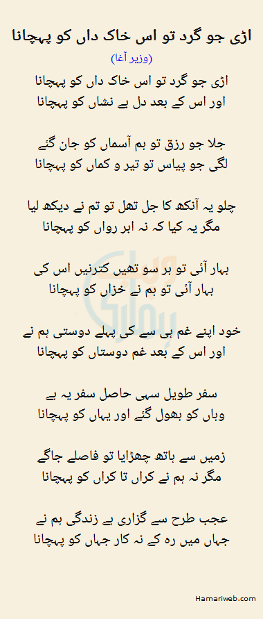 Ari Jo Gird Tu Us Khaak Daan Ko Pehchana