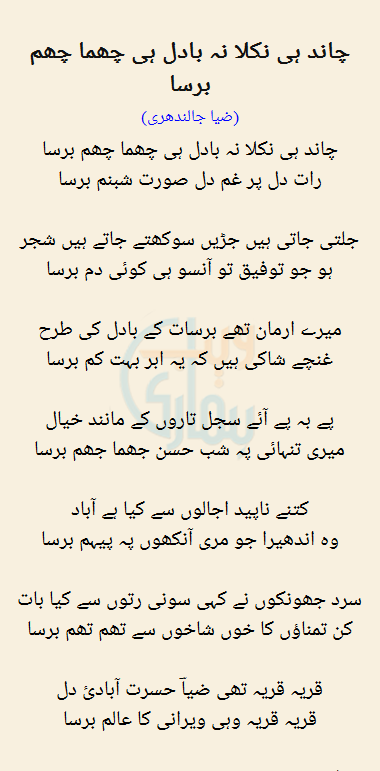 Chand Hi Nikla Na Badal Hi Chama Cham Barsa