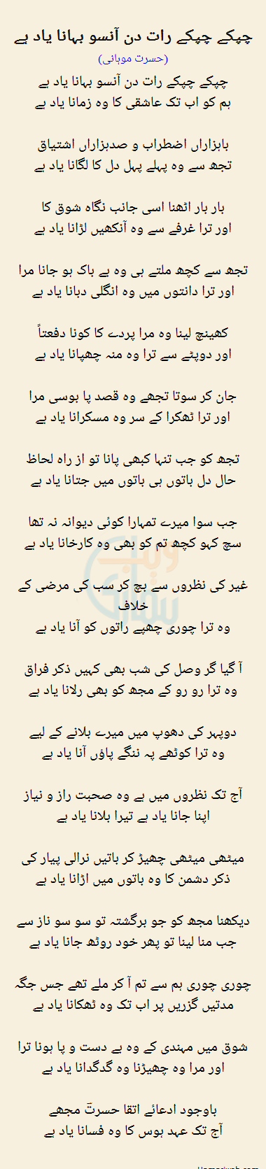 Chupkay Chupkay Raat Din Ansoo Bahana Yaad Hai