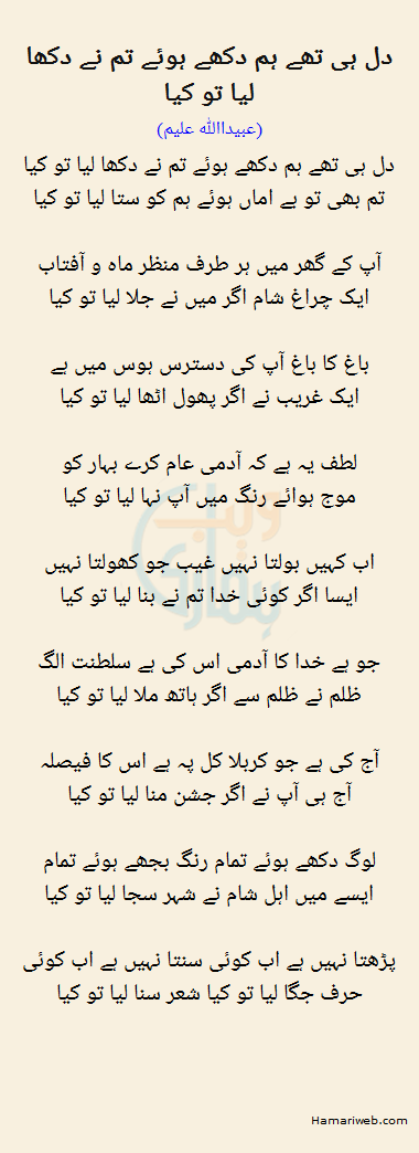 Dil Hi Thay Hum Dikhe Hue Tum Ne Dikha Liya To Kya