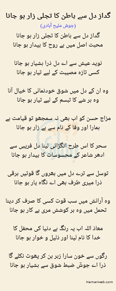 Gudaaz Dil Se Batin Ka Tajalli Zaar Ho Jana