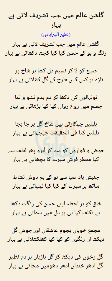 Gulshan Aalam Mein Jab Tashreef Laati Hai Bahar