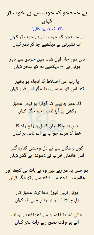 Hai Justojoo Ke Khoob Se Hai Khoob Tar Kahan