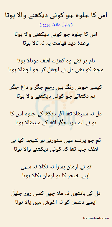 Is Ka Jalva Jo Koi Dekhnay Wala Hota