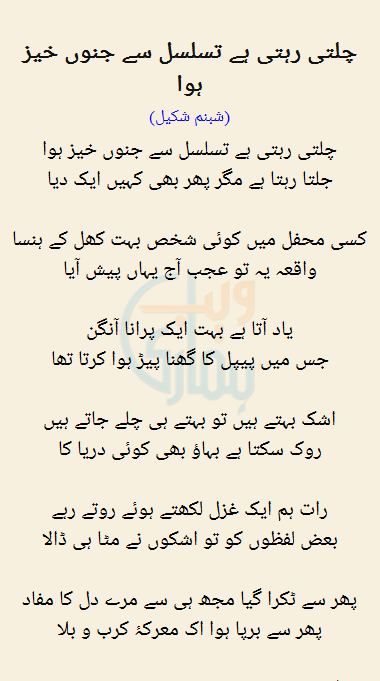 Jaldi Rehti Hai Tasalsul Se Junoo Khaiz Hua