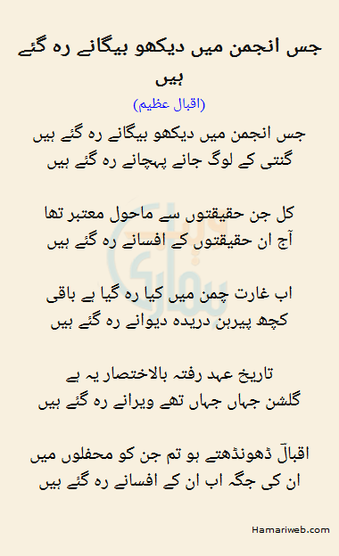 Jis Anjuman Mein Dekho Baigane Reh Gaye Hain