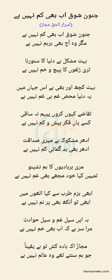 Junoon Shoq Ab Bhi Kam Nahi Hai