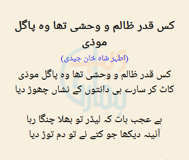 Kis Qadar Zalim O Wahshi Tha Wo Pagal Muzi