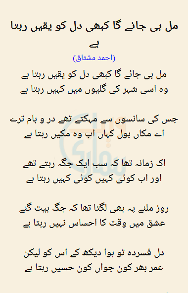 Mil Hi Jaye Ga Kabhi Dil Ko Yaqeen Rehta Hai