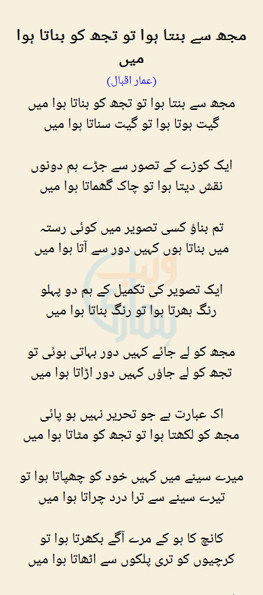 Mujh Se Bantaa Hua To Tujh Ko Banata Hua Mein