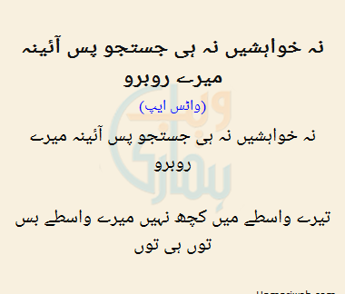 Na Khwaishein Hai Na Justajoo Pas E Aaina Mere Rubaru