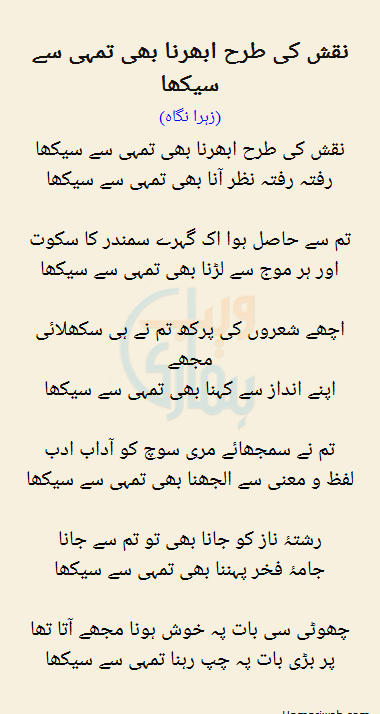 Naqsh Ki Tarha Ubharha Bhi Tumhi Se Seekha