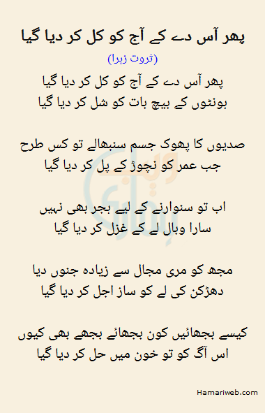 Phir Aas Day Ke Aaj Ko Kal Kadya