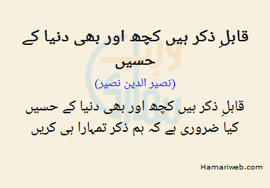 Qabil E Zikar Hain Kuch Aur Bhi Duniya Ke Haseen