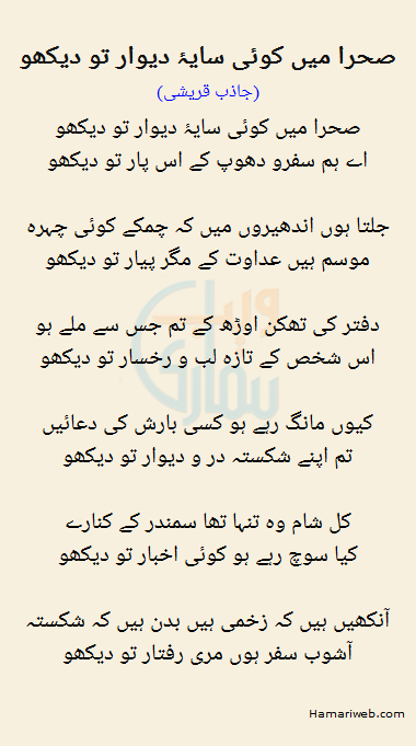 Sehra Mein Koi Saya E Dewar Toh Dekho