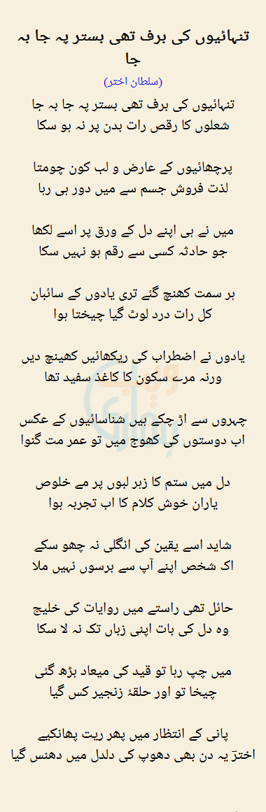 Tanhaiyon Ki Barf Thi Bistar Pay Ja Behja