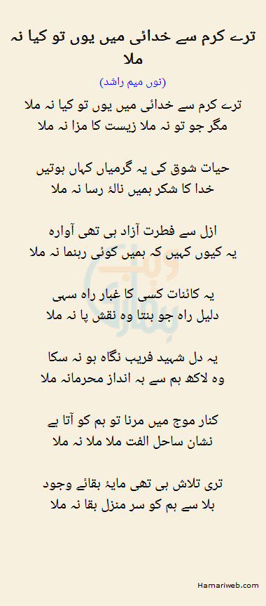 Tere Karam Se Khudai Mein Yun To Kya Na Mila