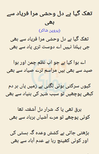 Thak Gaya Hai Dil Wehshi Mra Faryaad Se Bhi