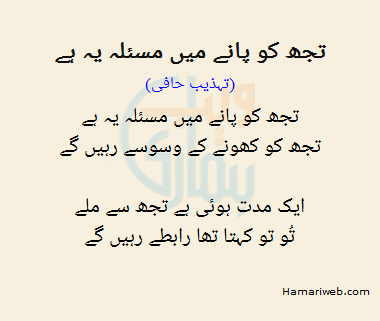 Tujh Ko Panay Mein Masla Yeh Hai