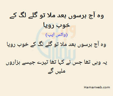 Woh Aaj Barson Baad Mila To Galay Lag Ke Khoob Roya