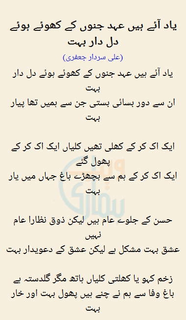 Yaad Aaye Hain Ehd E Junoon Ke Khoye Hue Dil Daar Bohat