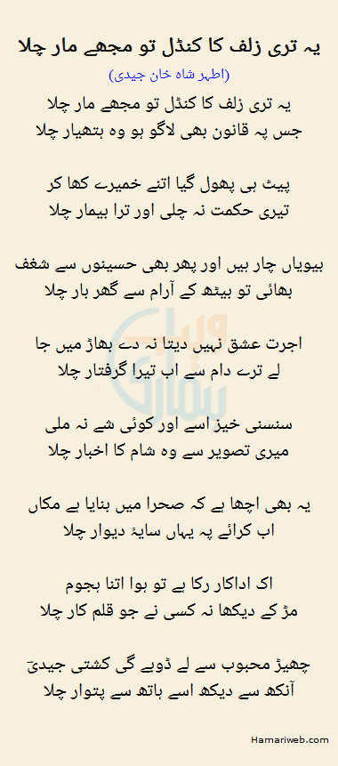 Yeh Teri Zulf Da Kundal To Mujhe Maar Chala