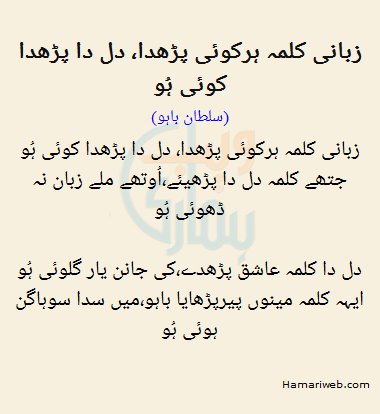 Zabani Kalma Har Koi Parhda Dil Da Parhda Koi Hoo