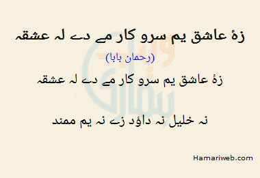 Zah Aashiq Yam Sar O Kar Mai De La Ishqa